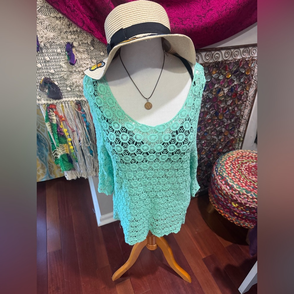 And1 Mint Green Crochet Top
